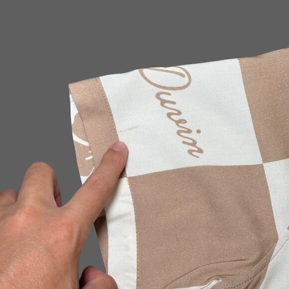 Duvin Checker Flower Button Up Tan Mens Size M NWT $68 - Picture 3 of 7